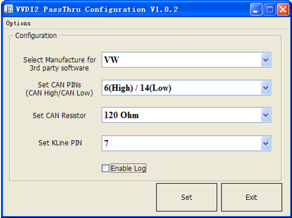VVDI2 – logiciel de configuration de PassThru J2534